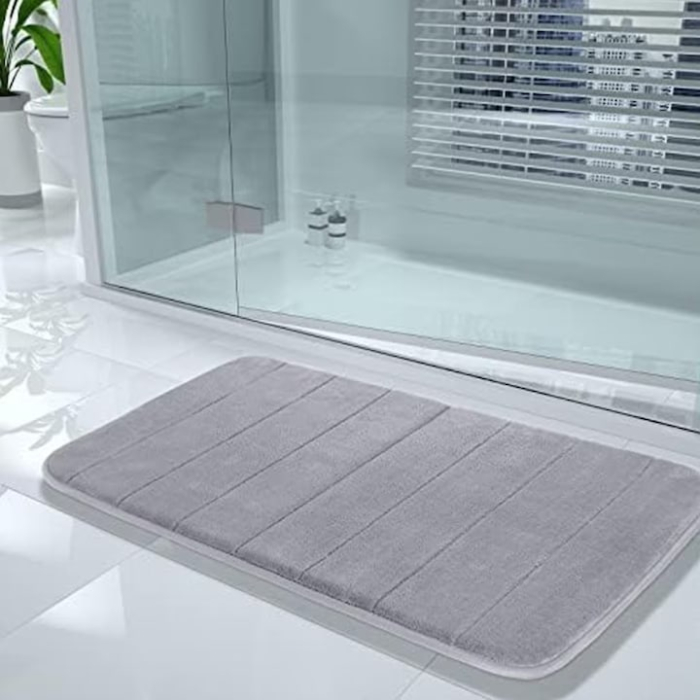 Covor de baie VarioShop®, din material textil plusat, strat TPR antiderapant, moale, absorbant, sigur pentru pardoseala, 60 x 40 cm, Gri [6]