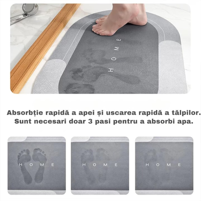 Covoras de baie antiderapant VarioShop®, uscare rapida, usor de curatat, confortabil, oval, dimensiune, 58 x 38 cm, Albastru [2]