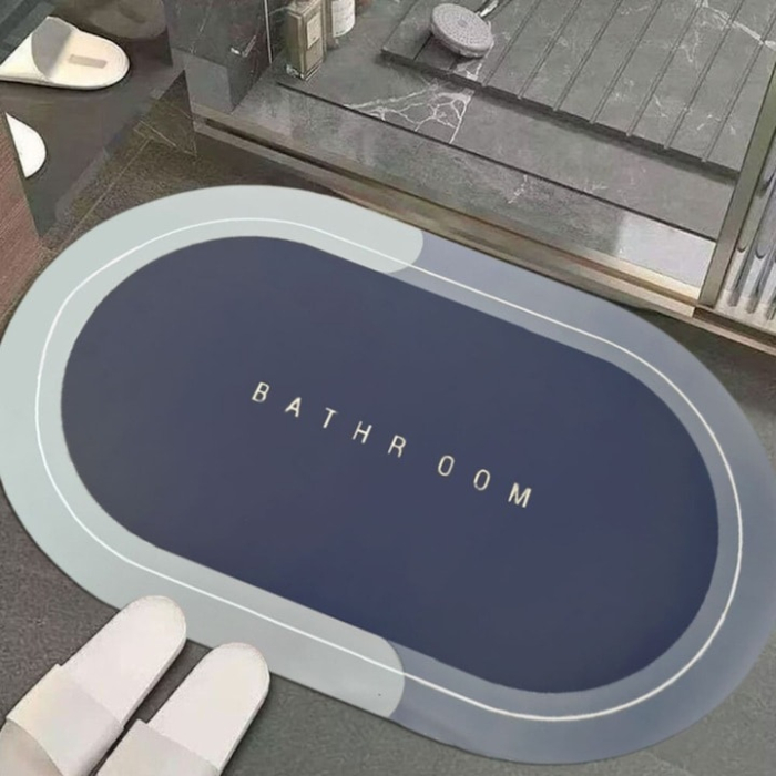 Covoras de baie antiderapant VarioShop®, uscare rapida, usor de curatat, confortabil, oval, dimensiune, 58 x 38 cm, Albastru [7]