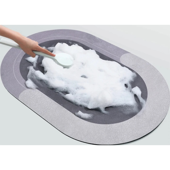 Covoras de baie antiderapant VarioShop®, uscare rapida, usor de curatat, confortabil, oval, dimensiune, 58 x 38 cm, Albastru [5]