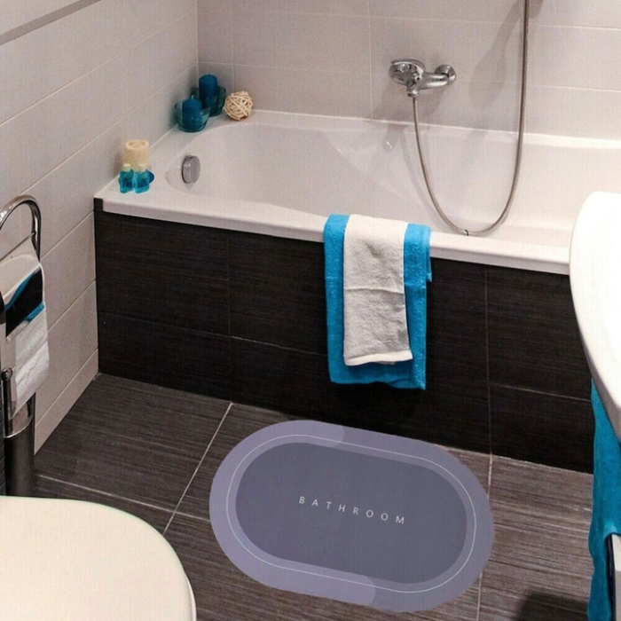 Covoras de baie antiderapant VarioShop®, uscare rapida, usor de curatat, confortabil, oval, dimensiune, 58 x 38 cm, Albastru [6]