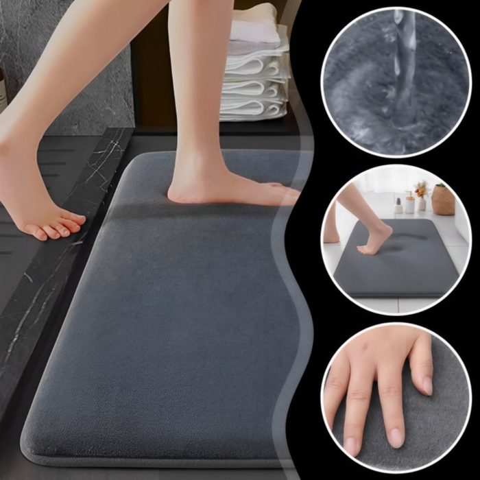 Covoras de baie VarioShop®, absorbant, anti-alunecare, lavabil la masina, uscare rapida, 40 x 60 cm, Gri [6]