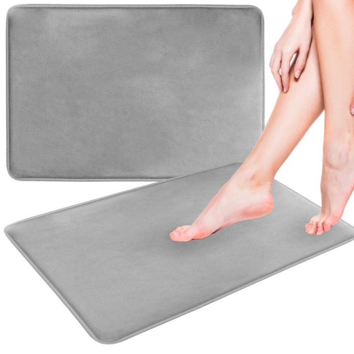 Covoras de baie VarioShop®, absorbant, anti-alunecare, lavabil la masina, uscare rapida, 40 x 60 cm, Gri [14]