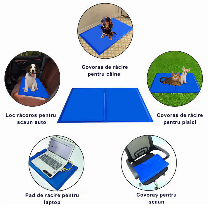 Covoras de Racire pentru Animale de Companie, VarioShop®, pentru Podea, Canapea, Masina, Impermeabil, Non-toxic, Rezistent la Uzura, 65 x 50cm, Albastru marin [33]