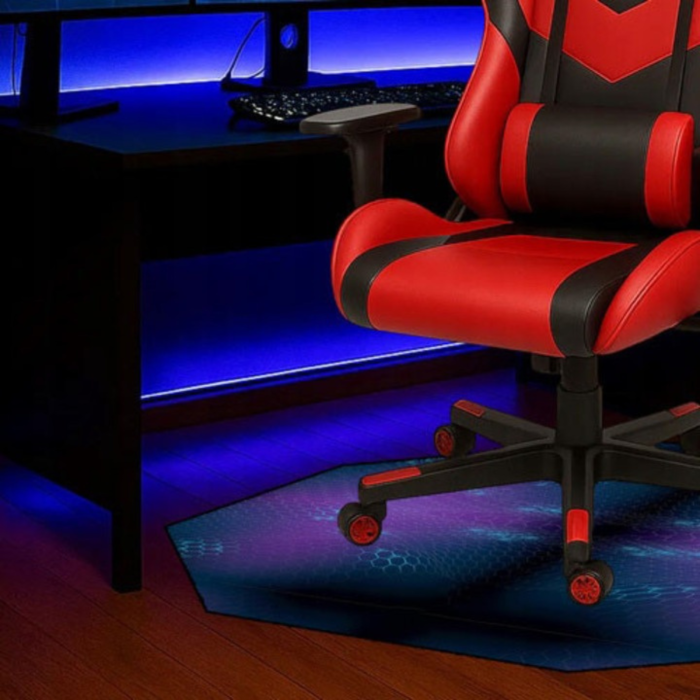 Covoras Gaming pentru Scaun VarioShop®, Octogonal 120x120 cm, Antiderapant, Impermeabil, Gros 4 mm, Lavabil la Masina, Negru  [2]