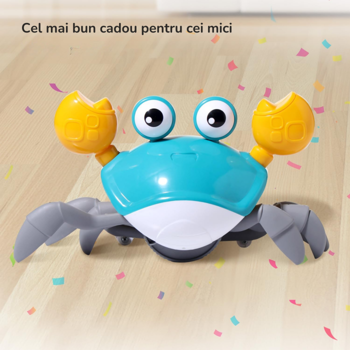 Crab interactiv VarioShop®, cu senzori pentru evitarea obstacolelor, muzica si miscare automata, reincarcabil USB, pentru copii 3+, rosu [8]