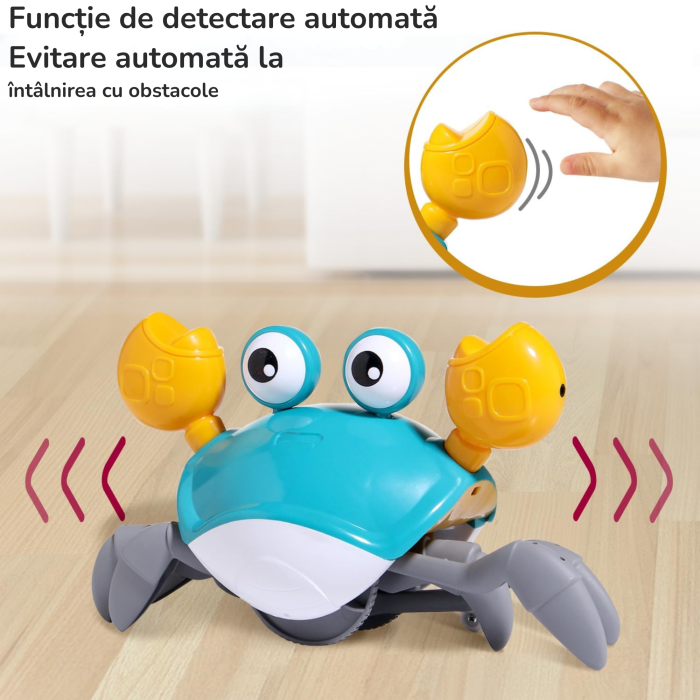 Crab interactiv VarioShop®, cu senzori pentru evitarea obstacolelor, muzica si miscare automata, reincarcabil USB, pentru copii 3+, rosu [2]