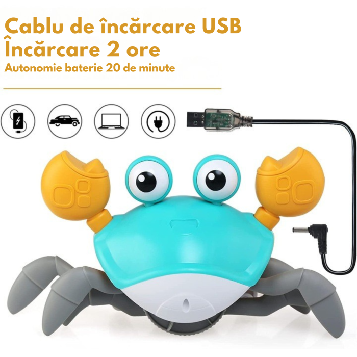 Crab interactiv VarioShop®, cu senzori pentru evitarea obstacolelor, muzica si miscare automata, reincarcabil USB, pentru copii 3+, rosu [6]