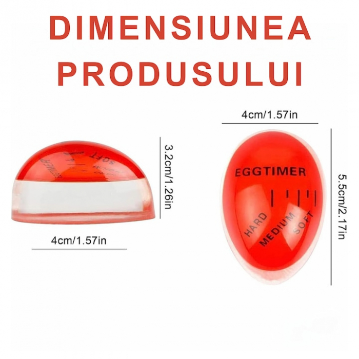 Cronometru pentru oua VarioShop®, cu indicator al duritatii de gatire, rezistent la temperatura, 5.5 x 4 cm, Rosu [13]