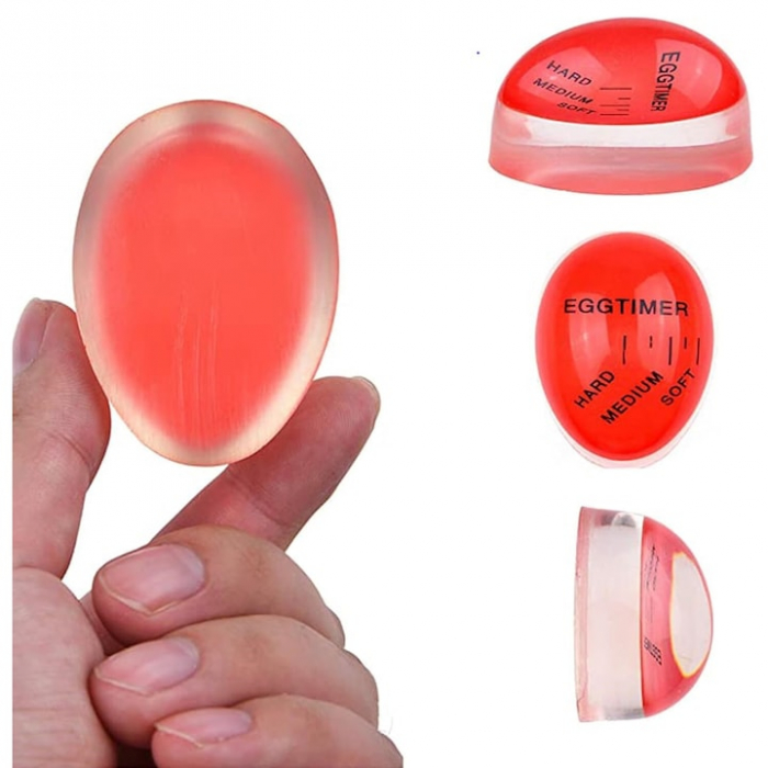 Cronometru pentru oua VarioShop®, cu indicator al duritatii de gatire, rezistent la temperatura, 5.5 x 4 cm, Rosu [6]