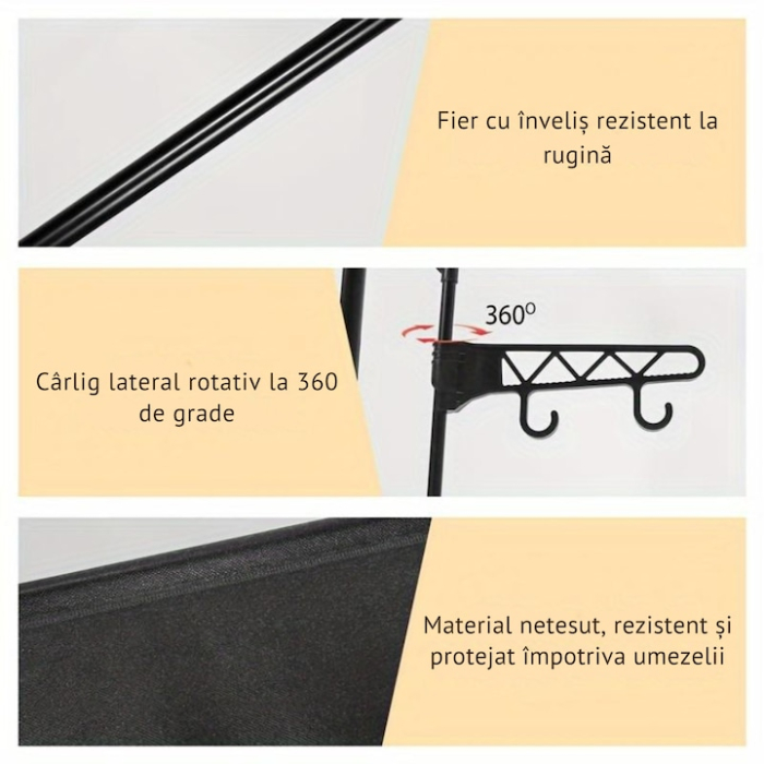 Cuier pentru haine VarioShop®, 6 rafturi, 8 umerase incluse, organizare eficienta, economie de spatiu, 173 x 36 x 108 cm, Negru [7]