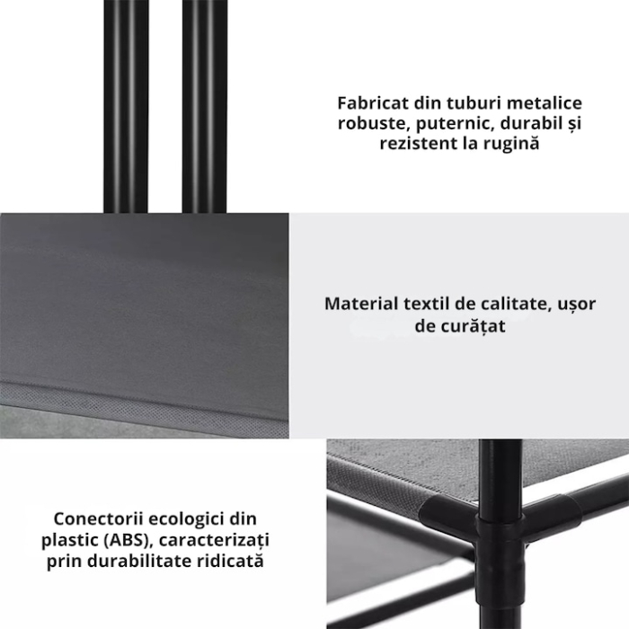 Cuier pentru haine VarioShop®, 6 rafturi, 8 umerase incluse, organizare eficienta, economie de spatiu, 173 x 36 x 108 cm, Negru [6]