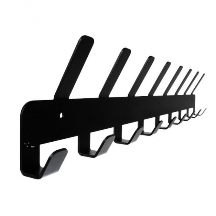 Cuier pentru haine VarioShop®, cu 17 carlige, design modern, montare usoara, fabricat din metal durabil, 48 x 2.8 x 9.1 cm, Negru [5]