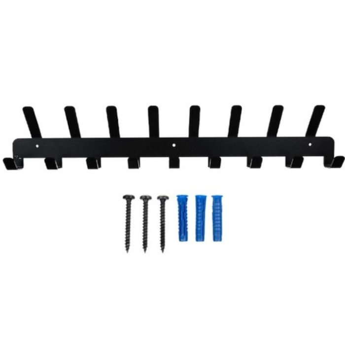 Cuier pentru haine VarioShop®, cu 17 carlige, design modern, montare usoara, fabricat din metal durabil, 48 x 2.8 x 9.1 cm, Negru [7]