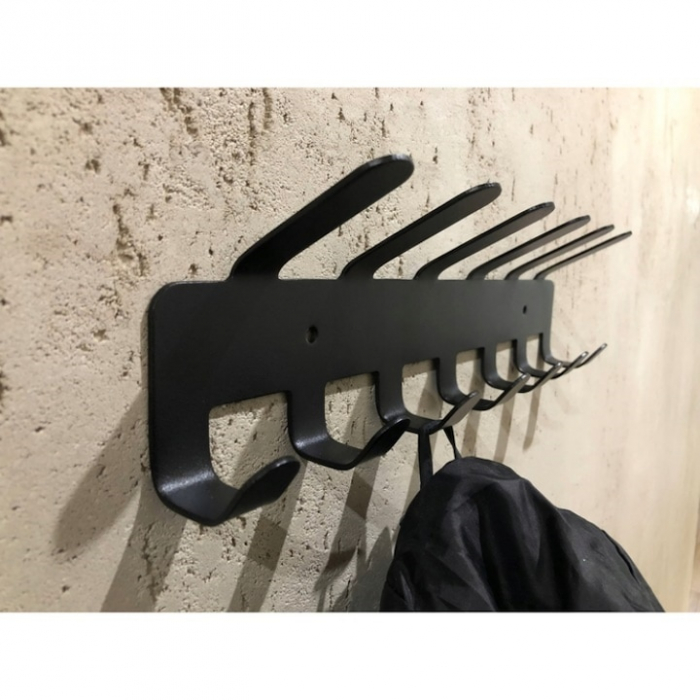 Cuier pentru haine VarioShop®, cu 17 carlige, design modern, montare usoara, fabricat din metal durabil, 48 x 2.8 x 9.1 cm, Negru [4]