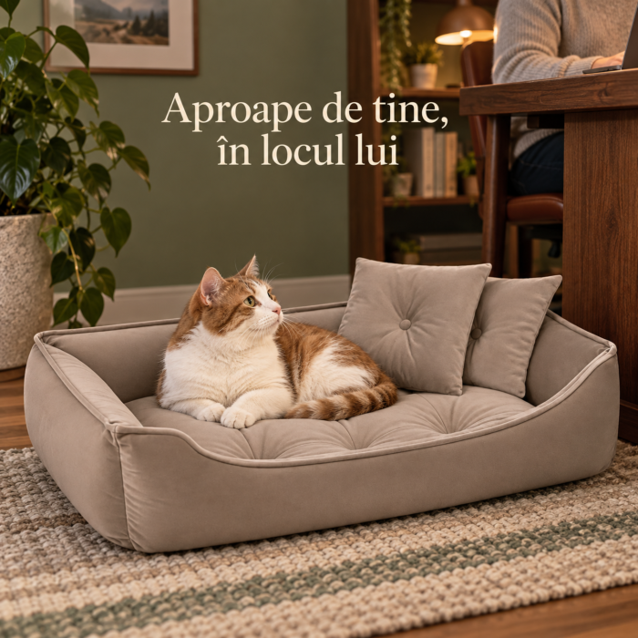 Culcus pentru caini si pisici VarioShop®, cu 2 perne incluse, baza impermeabila si antiderapanta, 70 x 50 cm, bej [7]