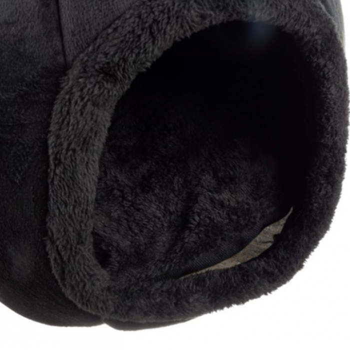 Culcus pentru Pisici si Caini VarioShop® in forma de casa cu urechi de pisica, material din plus, moale, confortabil, rezistent la apa, usor de spalat si intretinut, 36 x 36 x 36 cm, Negru [11]