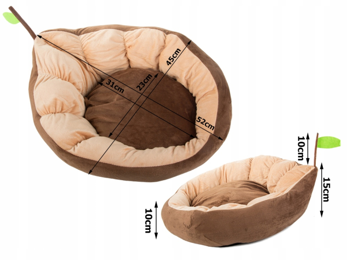 Culcuș Plușat pentru Câini și Pisici tip Frunză, Pat Moale pentru Animale de Companie, Antiderapant, 52x45 cm [5]