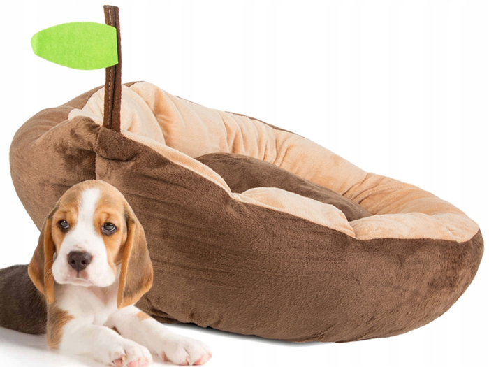 Culcuș Plușat pentru Câini și Pisici tip Frunză, Pat Moale pentru Animale de Companie, Antiderapant, 52x45 cm [8]