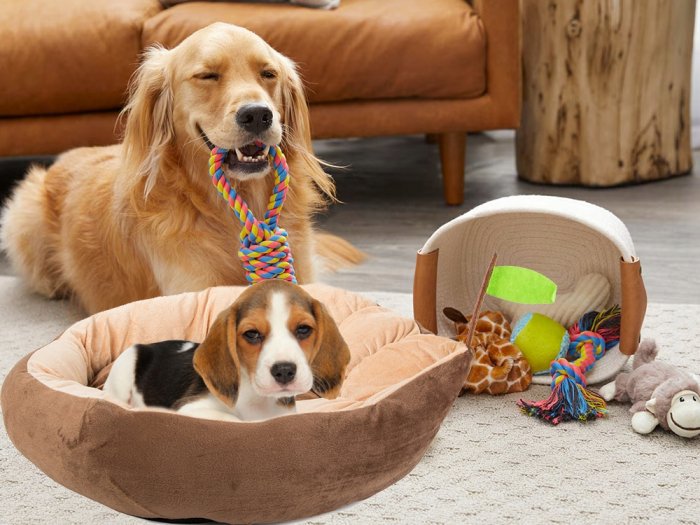 Culcuș Plușat pentru Câini și Pisici tip Frunză, Pat Moale pentru Animale de Companie, Antiderapant, 52x45 cm [4]