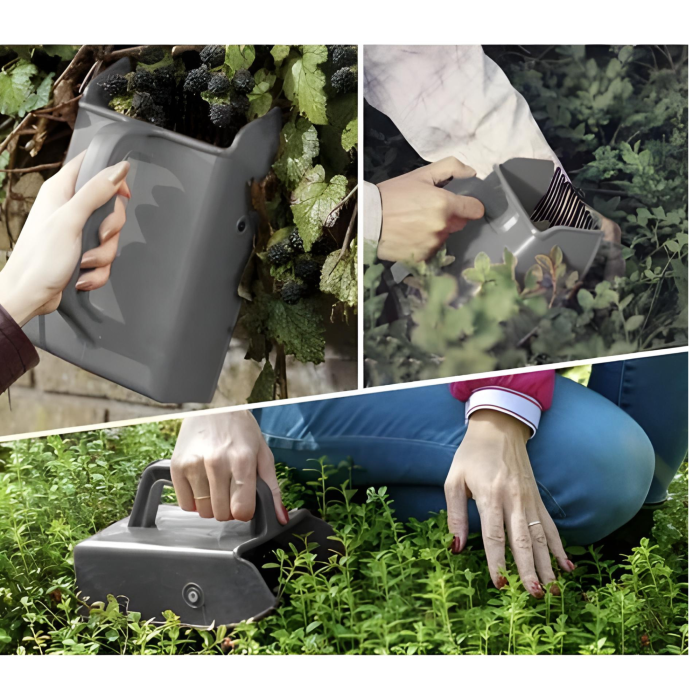 Culegator de fructe manual VarioShop®, ergonomic, pentru afine, mure, coacaze, zmeura si capsuni, ABS rezistent, 22x12x14 cm, gri [4]