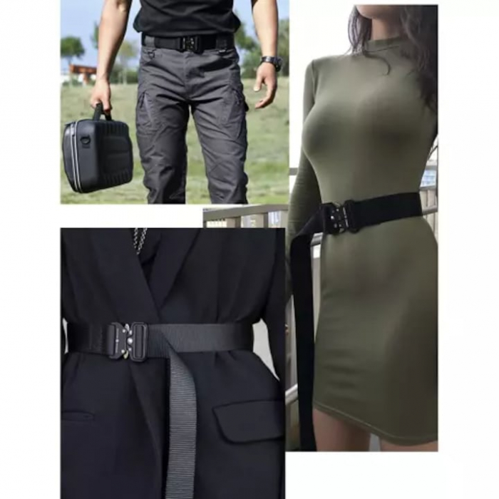 Curea tactica pentru barbati VarioShop®, Reglabila, Rezistenta la abraziune, Material textil, 119 cm, Negru [7]