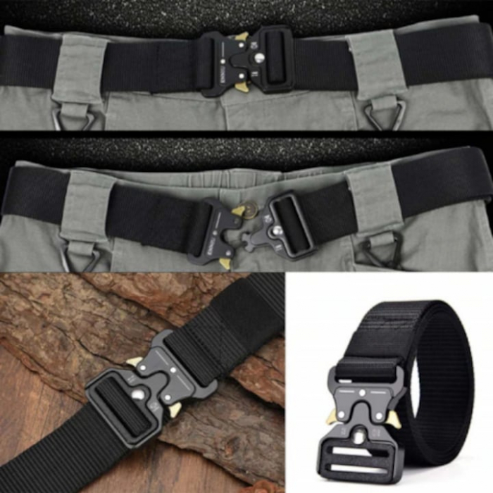 Curea tactica pentru barbati VarioShop®, Reglabila, Rezistenta la abraziune, Material textil, 119 cm, Negru [5]