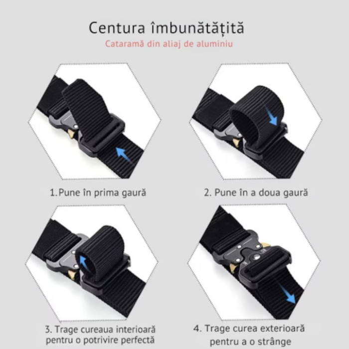 Curea tactica pentru barbati VarioShop®, Reglabila, Rezistenta la abraziune, Material textil, 119 cm, Negru [2]