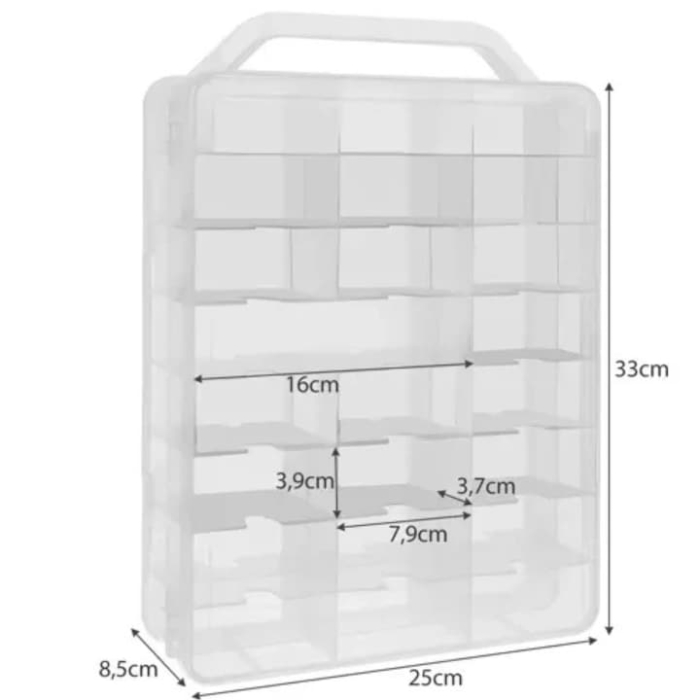 Cutie depozitare masinute VarioShop® cu inchidere sigura, 46 compartimente, transparenta, PP rezistent, dimensiuni 33x25x8.5 cm, cu maner transport [6]