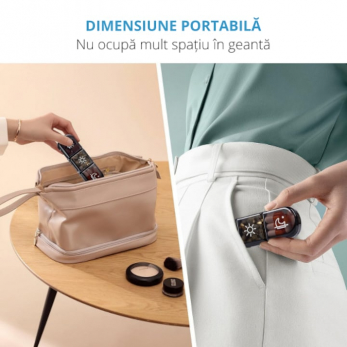 Cutie organizare medicamente VarioShop®, 21 compartimente, Practica, Impermeabila, Recipiente detasabile, Portabila, Usor de curatat, 15.5 x 12 x 4 cm, Negru [8]