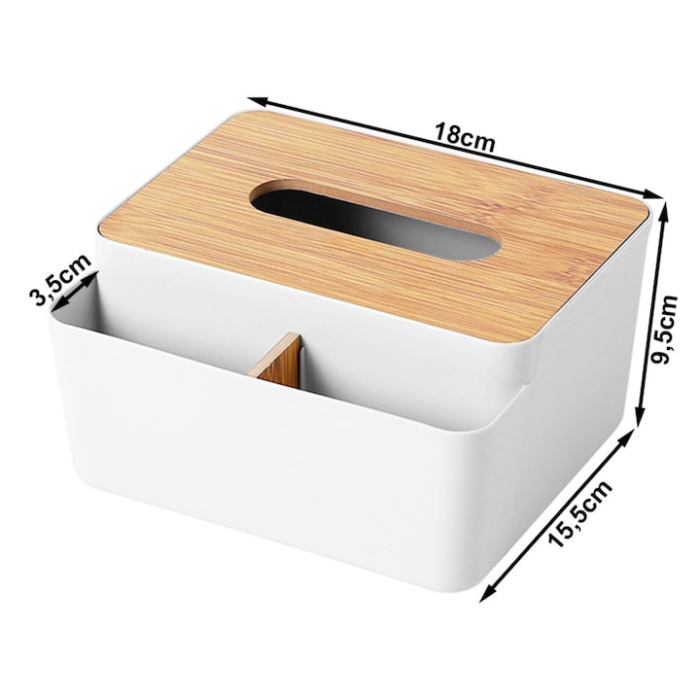 Cutie organizatoare pentru servetele VarioShop®, cu capac din bambus, cu compartiment pentru obiecte mici, pentru birou, baie, living sau dormitor, design modern si elegant, Albastru [8]