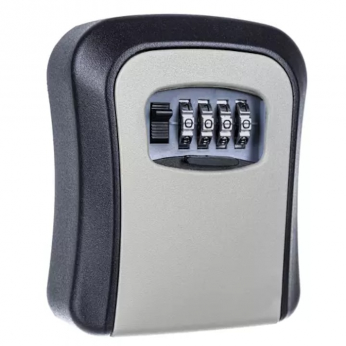 Cutie pentru depozitarea cheilor VarioShop®, cifru mecanic resetabil, inchirieri regim hotelier, montare pe perete, din otel, neagra/gri, 11.5 x 9.5 cm, Negru/Gri [7]