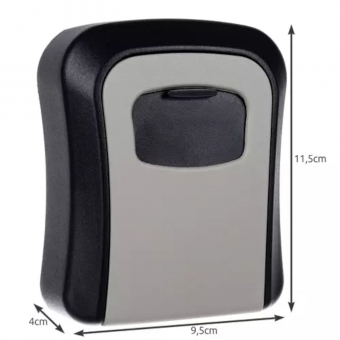 Cutie pentru depozitarea cheilor VarioShop®, cifru mecanic resetabil, inchirieri regim hotelier, montare pe perete, din otel, neagra/gri, 11.5 x 9.5 cm, Negru/Gri [2]