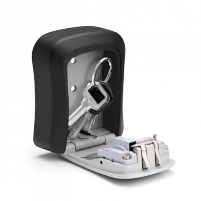Cutie pentru depozitarea cheilor VarioShop®, cifru mecanic resetabil, inchirieri regim hotelier, montare pe perete, din otel, neagra/gri, 11.5 x 9.5 cm, Negru/Gri [11]