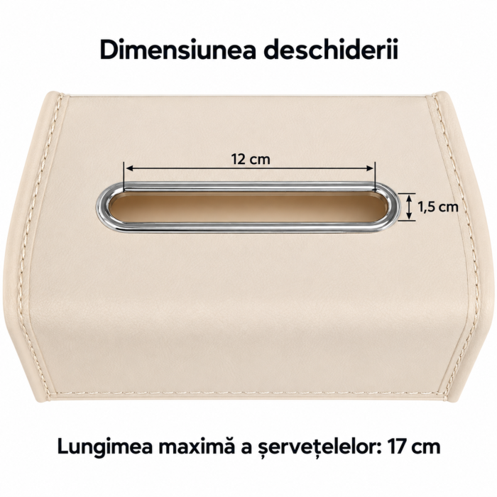 Cutie servetele VarioShop®, potrivita pentru noptiera, living si birou, deschidere superioara, design modern, plastic, 19 x 13,5 x 9,3 cm, crem [6]