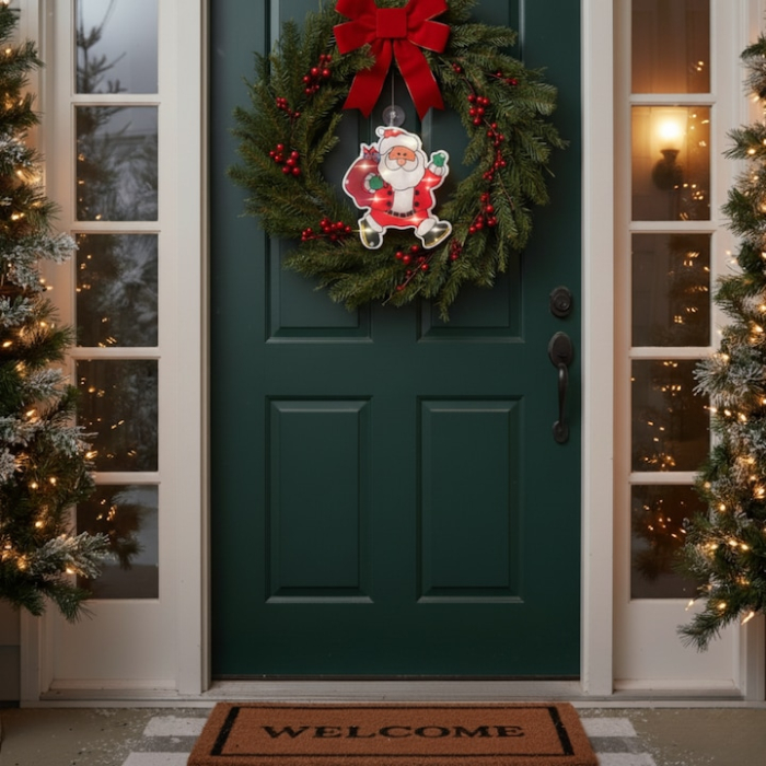 Decoratiune Craciun LED, Mos Craciun, multicolor, 20x18x2cm, alimentare baterii, montare cu ventuza [4]