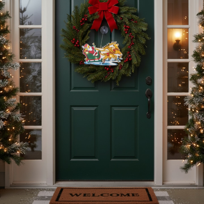 Decoratiune de Craciun cu LED pentru fereastra VarioShop®, sania lui Mos Craciun, lumina alb calda, ornament luminos interior, montaj cu ventuza [3]