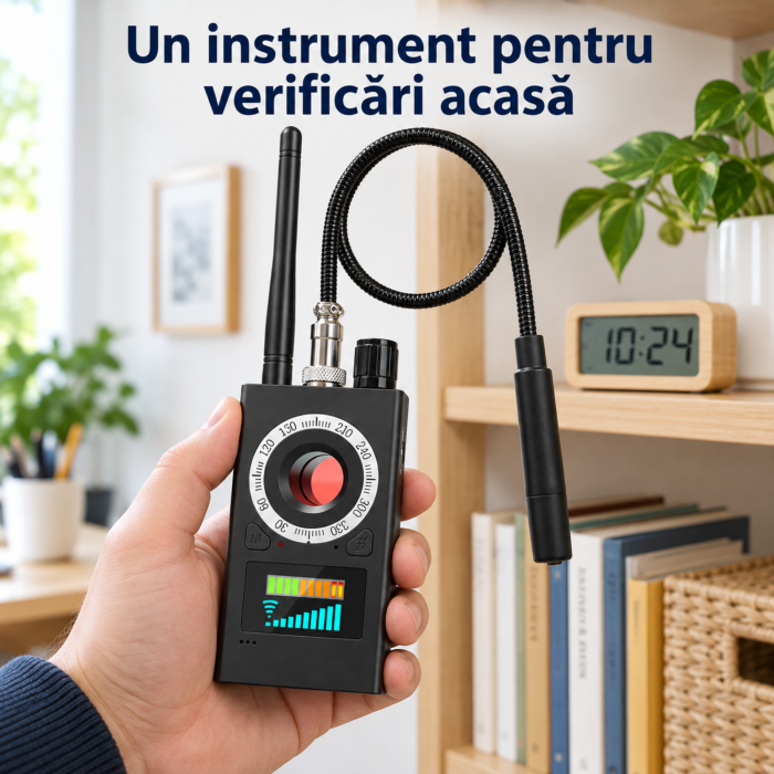 Detector camere ascunse VarioShop, pentru identificarea dispozitivelor de ascultare si localizatoarelor GPS/GSM, detectie RF, magnetica si laser, sensibilitate reglabila, pana la 6,5 GHz, autonomie pa [7]