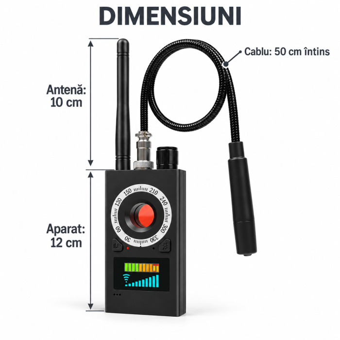 Detector camere ascunse VarioShop, pentru identificarea dispozitivelor de ascultare si localizatoarelor GPS/GSM, detectie RF, magnetica si laser, sensibilitate reglabila, pana la 6,5 GHz, autonomie pa [4]