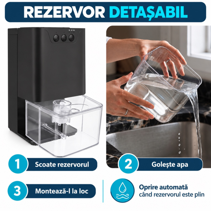 Dezumidificator compact VarioShop®, pentru locuinta, birou si spatii cu umiditate ridicata, rezervor 1400 ml, 36W, negru [7]