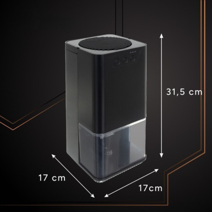 Dezumidificator de aer compact VarioShop® 1400 ml, tehnologie Peltier silentioasa 36W, temporizator 8/12/16 ore, oprire automata, rezervor detasabil, LED ambiental 7 culori, negru [19]