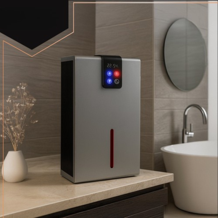 Dezumidificator de aer compact VarioShop®, cu LED ambiental si telecomanda, 1000 ml/zi, rezervor detasabil 2.2L, operare silentioasa, tehnologie Peltier, argintiu [4]
