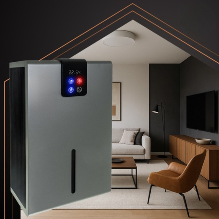 Dezumidificator de aer compact VarioShop®, cu LED ambiental si telecomanda, 1000 ml/zi, rezervor detasabil 2.2L, operare silentioasa, tehnologie Peltier, argintiu [11]