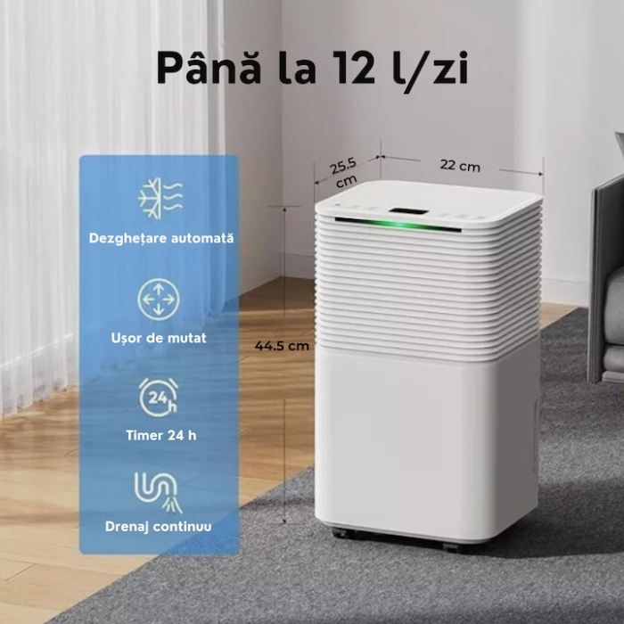 Dezumidificator de aer VarioShop, 12L/24h, control WiFi, alb, 44, 5x25, 5x22cm [3]