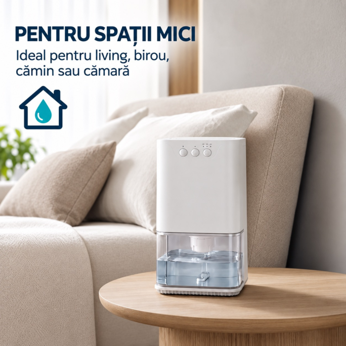 Dezumidificator de aer VarioShop®, pentru încăperi mici, rezervor 1400 ml, reduce umiditatea, 36W, 14,5 x 14,5 x 27,5 cm, alb [8]
