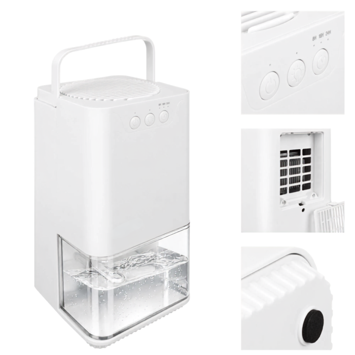 Dezumidificator de aer VarioShop®, pentru încăperi mici, rezervor 1400 ml, reduce umiditatea, 36W, 14,5 x 14,5 x 27,5 cm, alb [10]