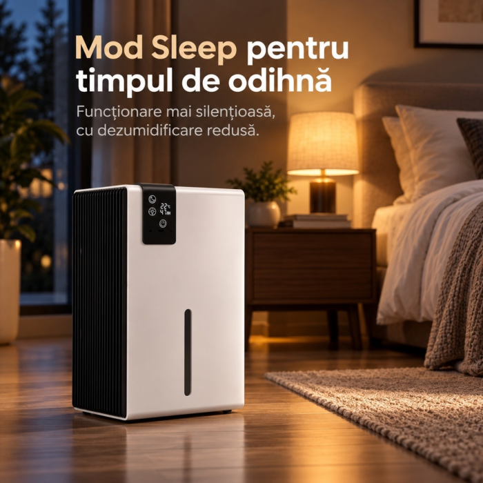 Dezumidificator de aer VarioShop®, pentru reducerea umiditatii, 800 ml/zi, rezervor 2280 ml, higrostat 40–70%, telecomanda, mod Sleep, evacuare continua, 65W, argintiu [11]