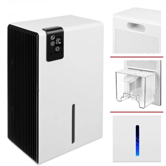 Dezumidificator de aer VarioShop®, pentru reducerea umiditatii, 800 ml/zi, rezervor 2280 ml, higrostat 40–70%, telecomanda, mod Sleep, evacuare continua, 65W, argintiu [10]