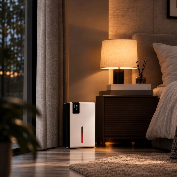 Dezumidificator de aer VarioShop®, pentru reducerea umiditatii, 800 ml/zi, rezervor 2280 ml, higrostat 40–70%, telecomanda, mod Sleep, evacuare continua, 65W, argintiu [8]