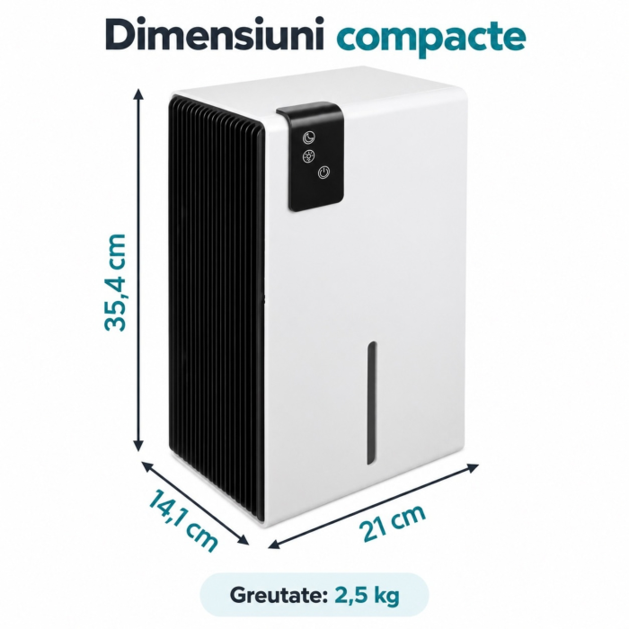 Dezumidificator de aer VarioShop®, pentru reducerea umiditatii, 800 ml/zi, rezervor 2280 ml, higrostat 40–70%, telecomanda, mod Sleep, evacuare continua, 65W, argintiu [4]